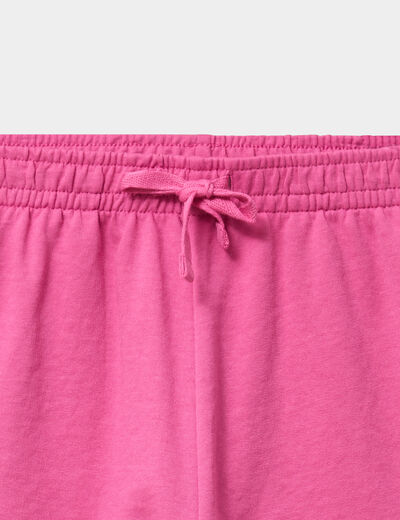 Short molletonn&eacute; taille &eacute;lastiqu&eacute;e rose fushia fille