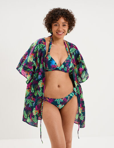 Haut de maillot de bain forme triangle bleu p&eacute;trole femme