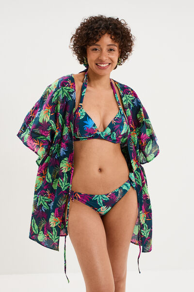 Haut de maillot de bain forme triangle bleu p&eacute;trole femme