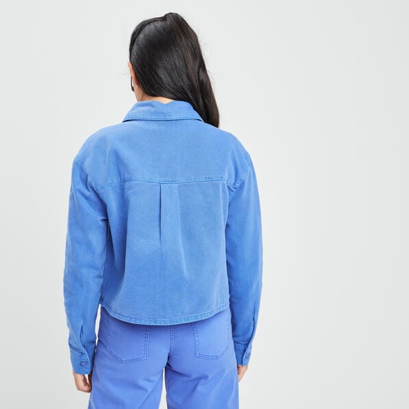 surchemise cropped manches longues bleu electrique femme Surchemise cropped manches longues bleu electrique femme