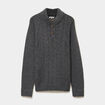 Pull col montant boutonn&eacute; et torsades gris fonc&eacute; homme