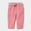 Pantalon cigarette en maille &agrave; ceinture rose b&eacute;b&eacute; fille