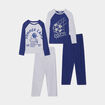 2 ensembles de pyjama pantalon coton bleu marine gar&ccedil;on