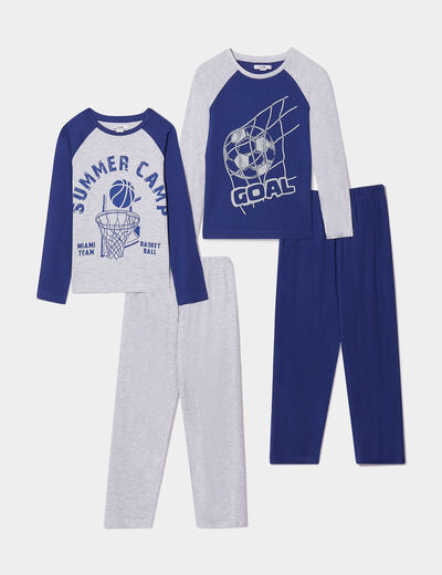 2 ensembles de pyjama pantalon coton bleu marine garçon
