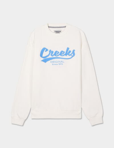 Sweat col rond manches longues Creeks blanc femme