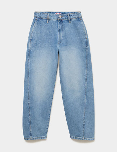 Jean barrel taille haute denim stone femme
