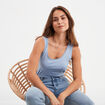Débardeur bretelles larges coton bleu clair femme