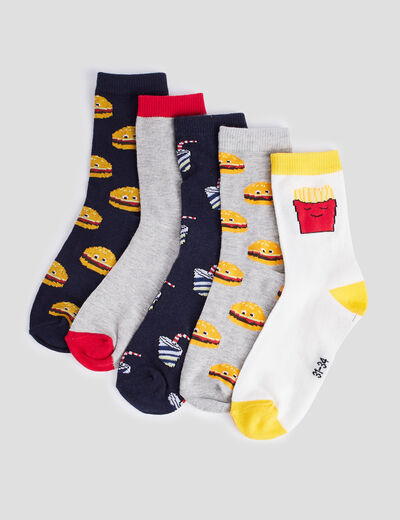 Lot 5 paires chaussettes multicolore garçon