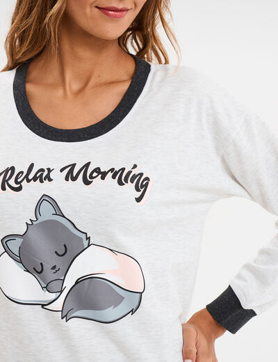Ensemble pyjama 2 pi&egrave;ces gris clair femme