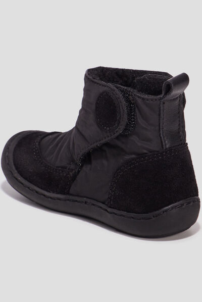 Bottines à scratchs en cuir noir bébé garçon
