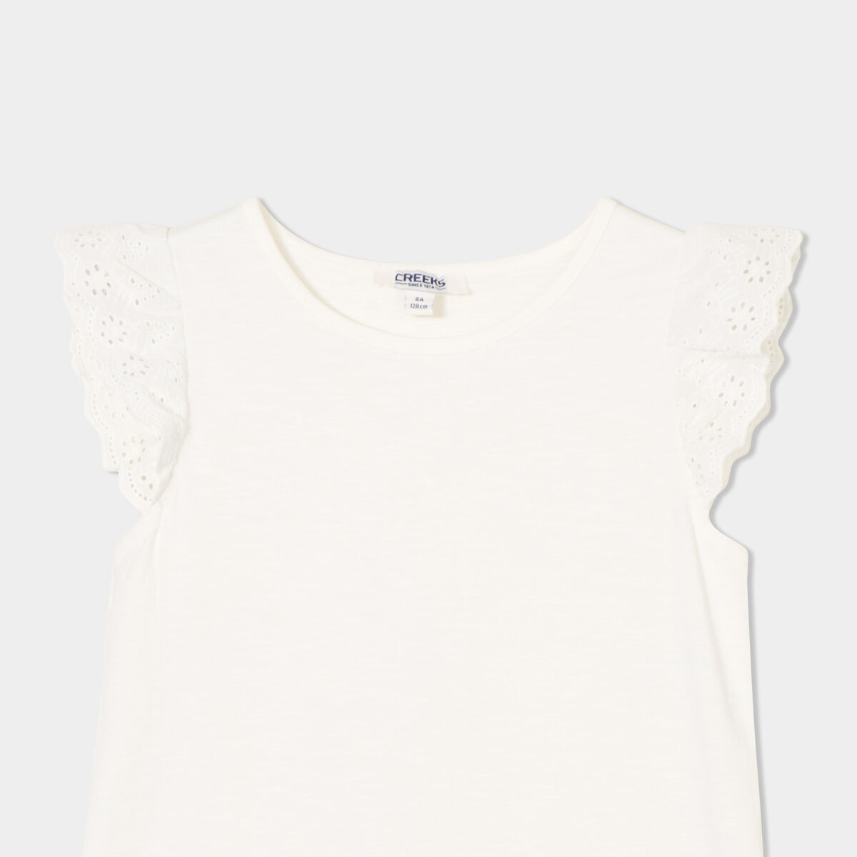 T-shirt manches broderie anglaise ivoire fille