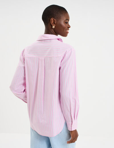 Chemise oversize 1 poche coton ecru femme