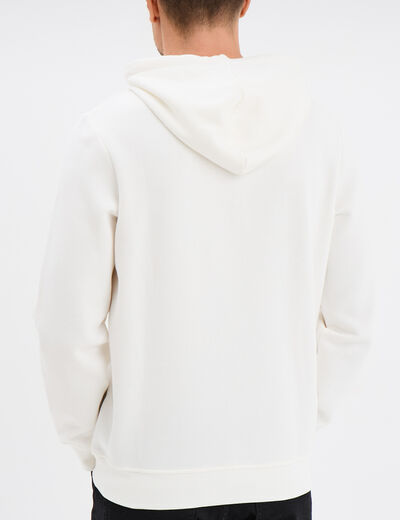 Sweat hoodie à capuche 1 poche blanc homme