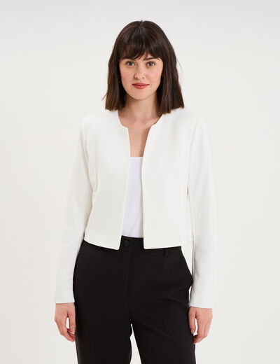 Veste bol&eacute;ro courte ajust&eacute;e blanc femme