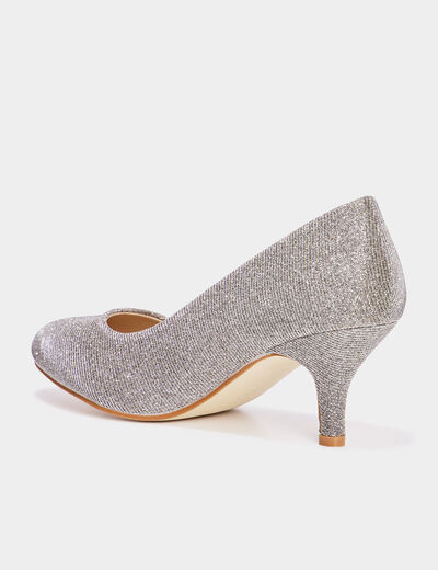 Escarpins à talons et paillettes gris argent femme