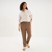 Chemise oversize lin m&eacute;lang&eacute; beige femme