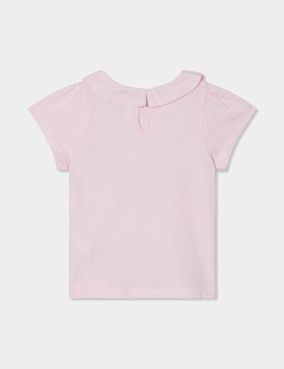 T-shirt col claudine manches ballons rose clair bébé fille