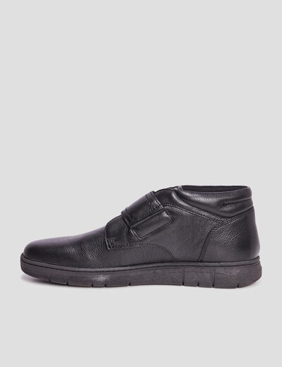 Boots à scratch en cuir noir homme