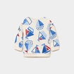Sweat molleton col rond &eacute;paule boutonn&eacute;e ecru b&eacute;b&eacute; gar&ccedil;on