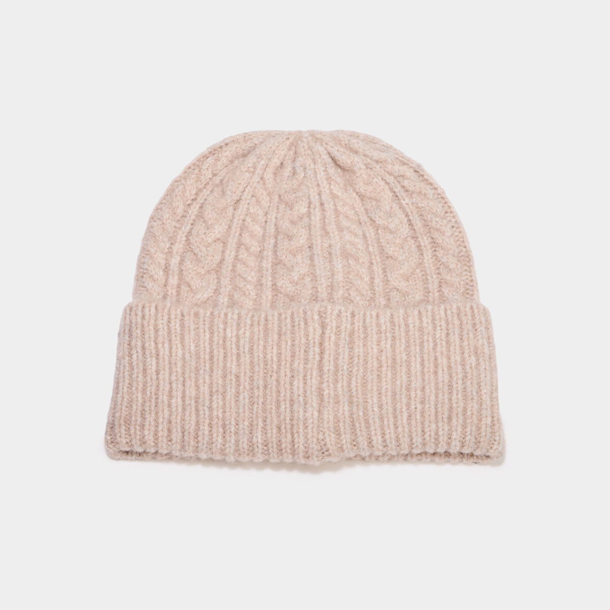 Bonnet tricot&eacute; torsades beige femme