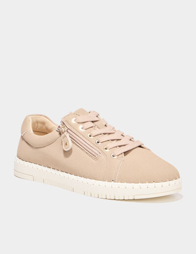 Tennis basses zipp&eacute;es sable femme