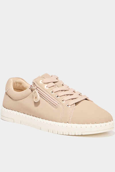 Tennis basses zipp&eacute;es sable femme