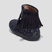 Bottines à franges en cuir bleu marine bébé fille