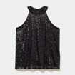 D&eacute;bardeur sequins et encolure am&eacute;ricain noir femme