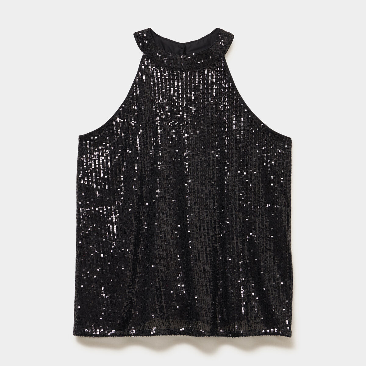 D&eacute;bardeur sequins et encolure am&eacute;ricain noir femme