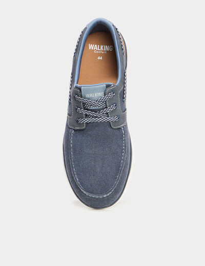 Chaussures bateau en jean bleu homme