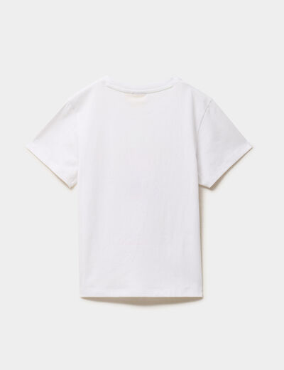 T-shirt manches courtes coton Stitch blanc fille
