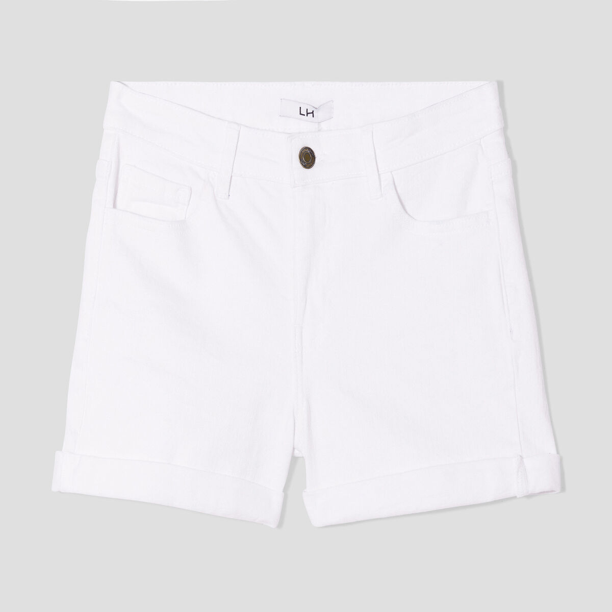 Short skinny 5 poches en jean blanc femme