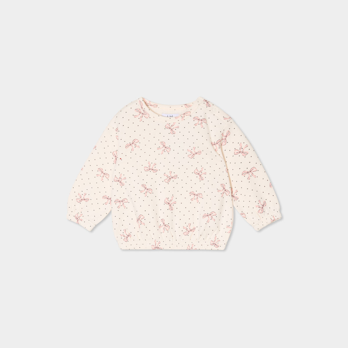 Sweat oversize manches longues col rond creme bébé fille