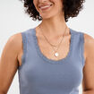Débardeur coton bords dentelle bleu gris femme