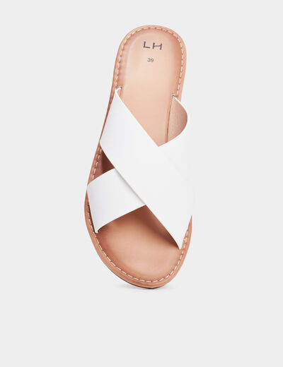 Mules brides larges croisées blanc femme