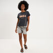 Short mom en jean 5 poches denim gris clair femme