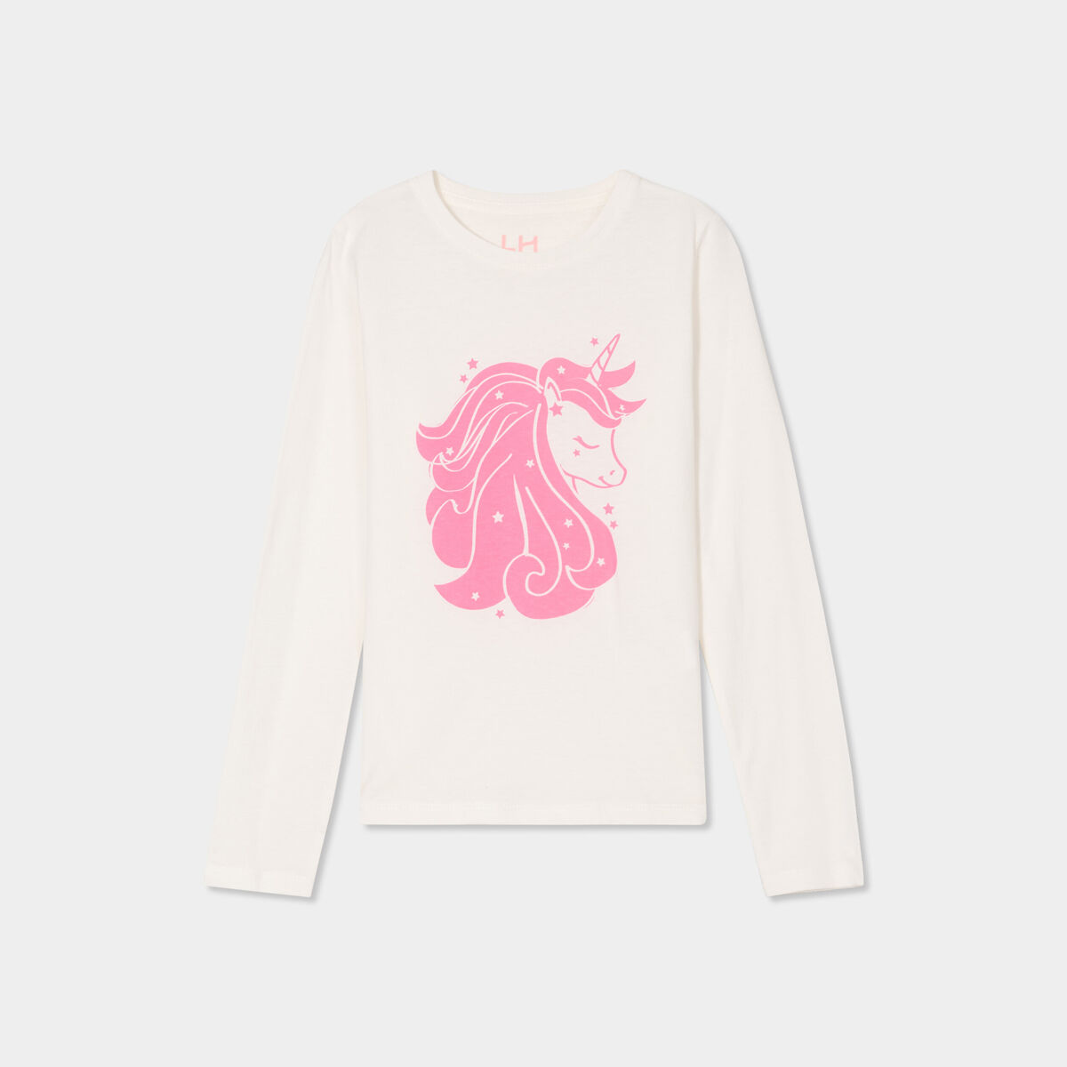 T-shirt manches longues coton ivoire fille