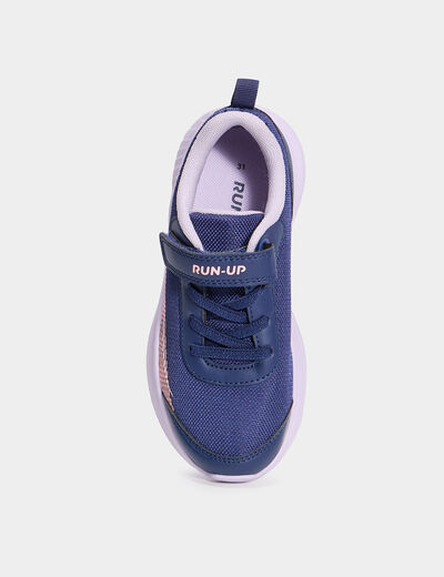 Baskets running &agrave; scratchs bleu marine fille
