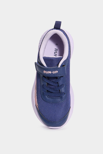 Baskets running &agrave; scratchs bleu marine fille