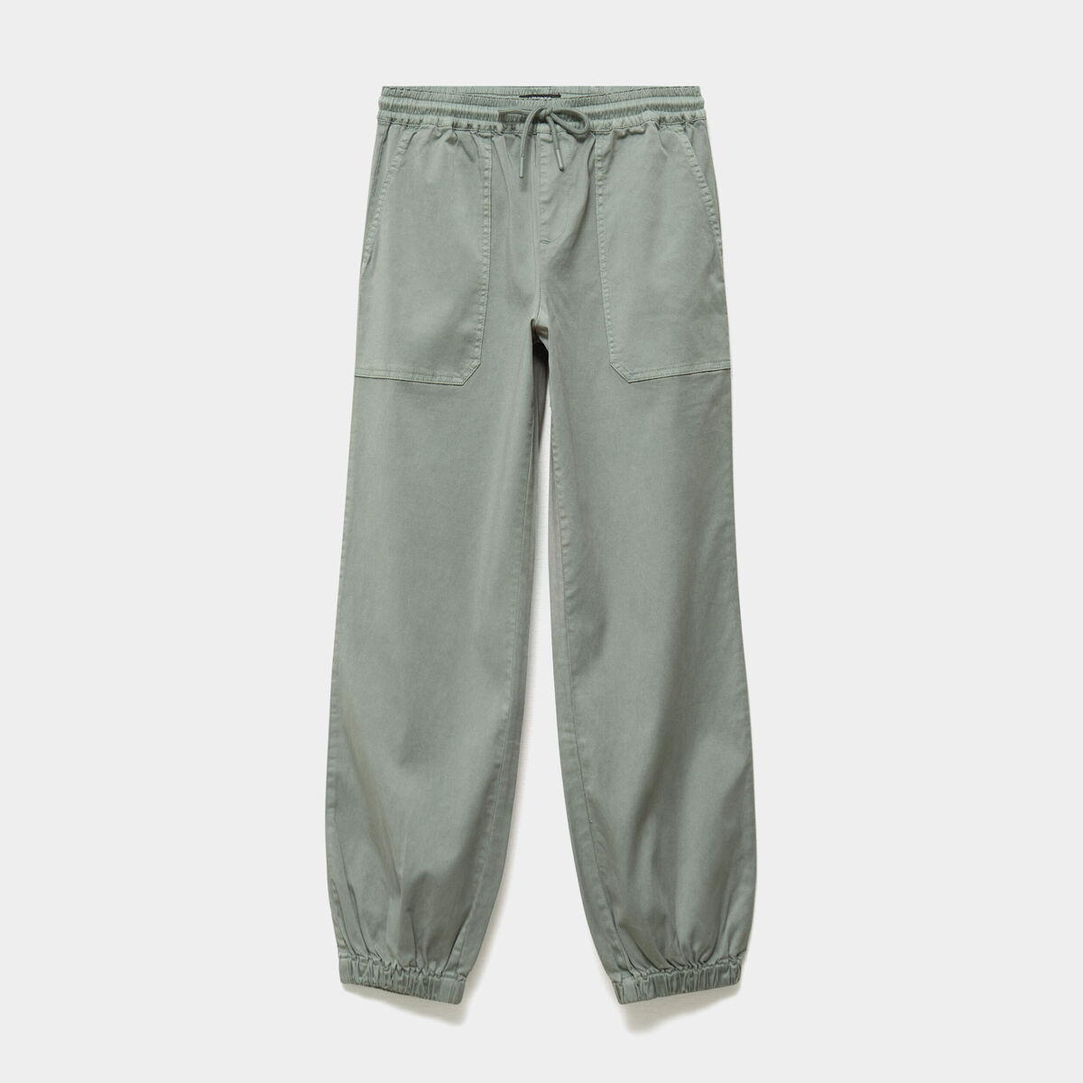 Pantalon cargo droit cropped lyocell vert pastel femme