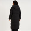 Doudoune longue zipp&eacute;e &agrave; capuche noir femme