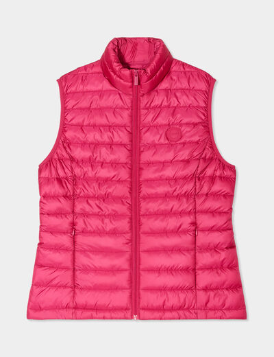 Doudoune légère droite sans manches rose framboise femme