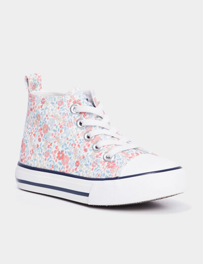 Baskets montantes toile zippées Creeks ecru fille
