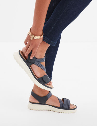 Sandales pied large Confortissimo bleu femme