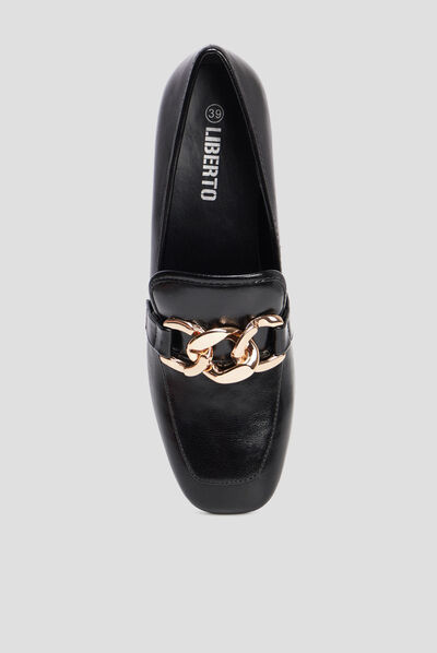 Loafers à talons détails chaînes Liberto noir femme