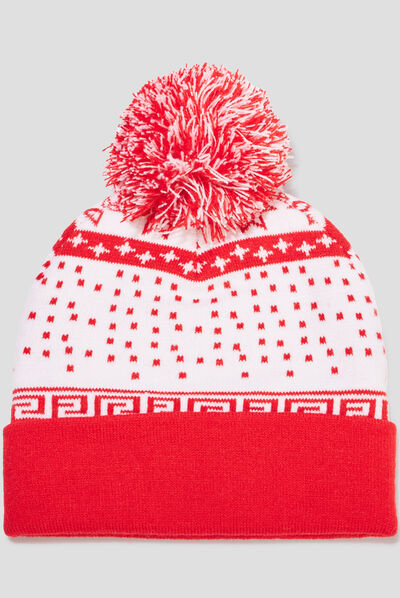 Bonnet à pompon multicolore fille
