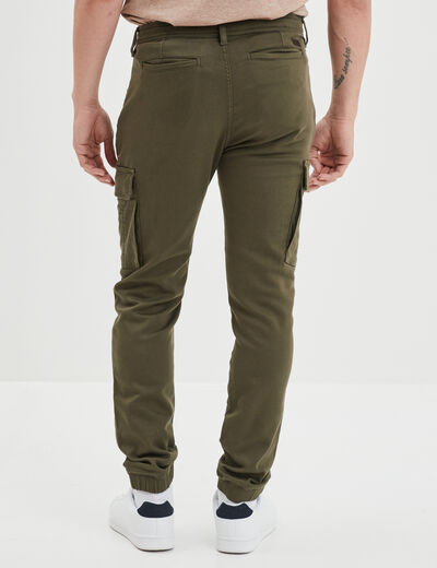 Pantalon cargo slim à coulisse vert kaki homme