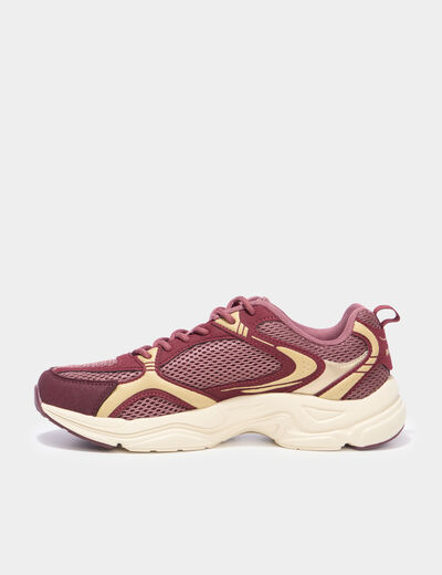 Baskets running &agrave; lacets bordeaux femme