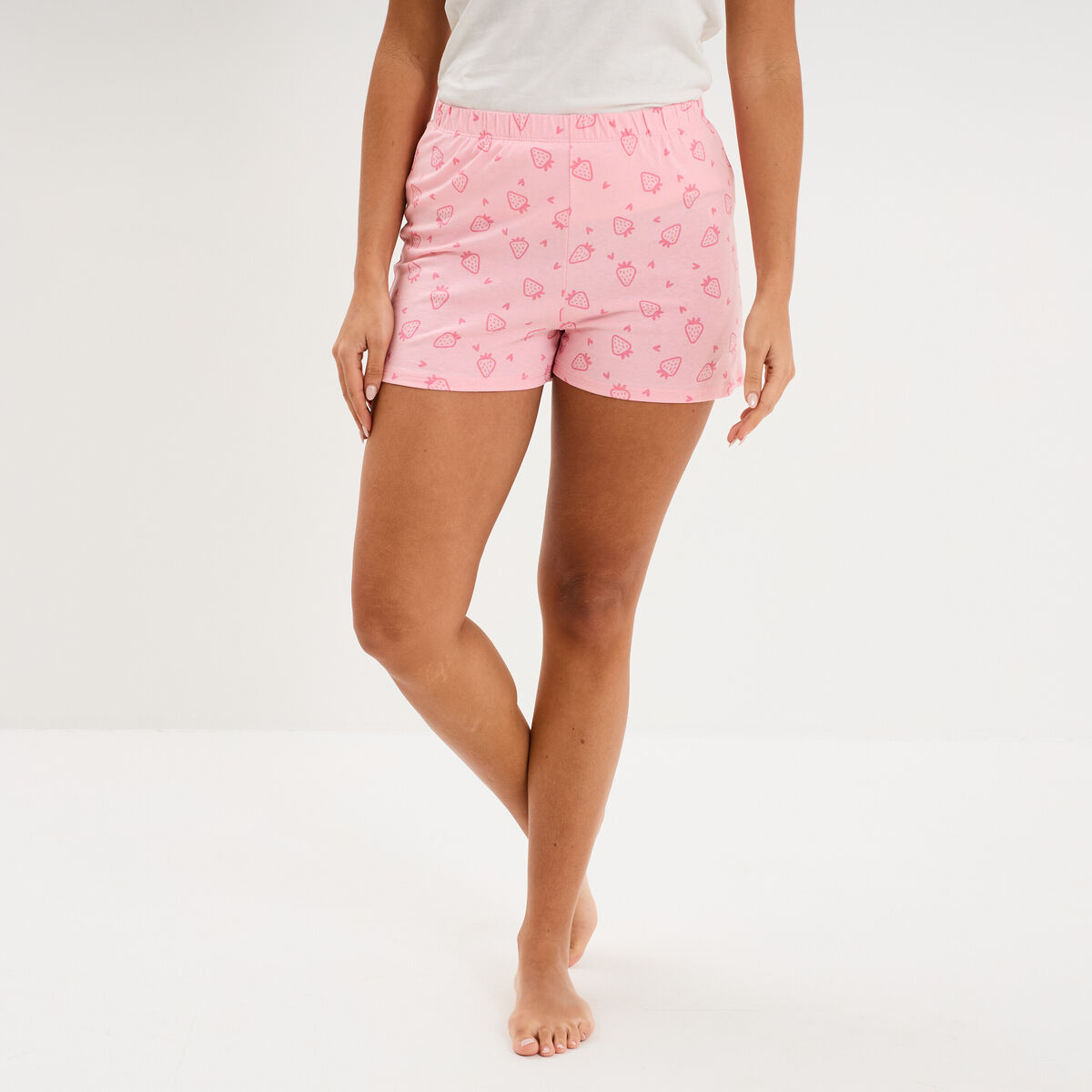 Bas de pyjama short coton rose femme