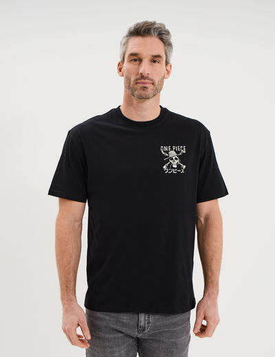T-shirt manches courtes coton One Piece noir homme